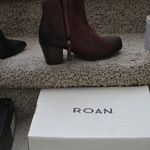 ROAN Burgundy and Black Ankle Boots